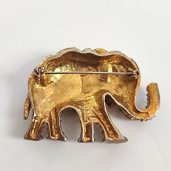 Elephant Unisex Brooch Crystal Enamel Figural Pin Vintage Fashion Jewelry - Picture 3 of 9